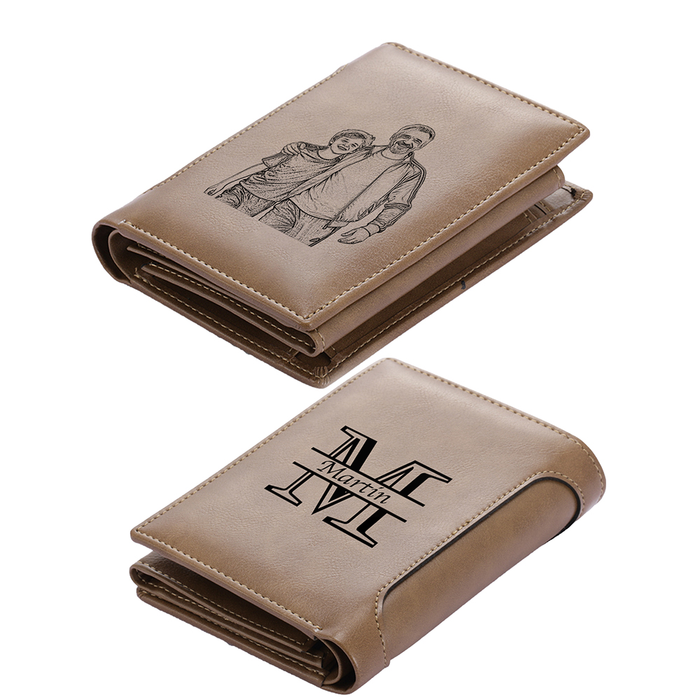 Personalised Leather Wallet for Men – Custom 1 Photo & 1 Name Engraving | Jessemade