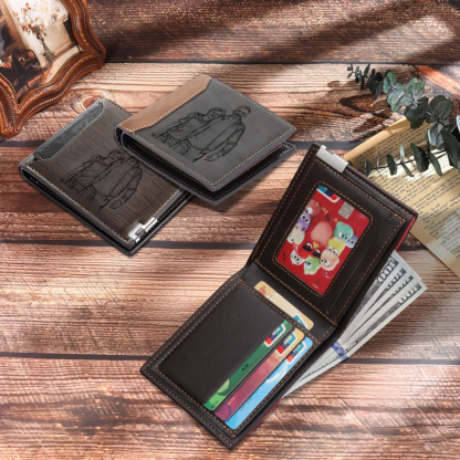Personalised Leather Wallet for Men – Custom 1 Photo & 1 Name Engraving | Jessemade