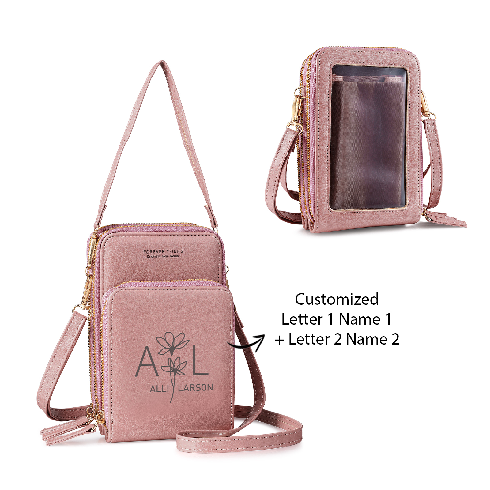 Personalised Crossbody Wallet – Women’s Purse with Name Customisation | Jessemade