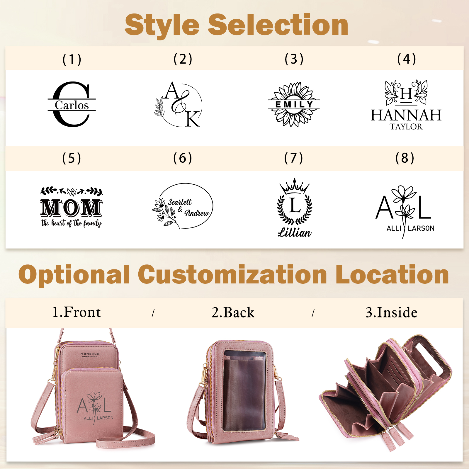 Personalised Crossbody Wallet – Women’s Purse with Name Customisation | Jessemade