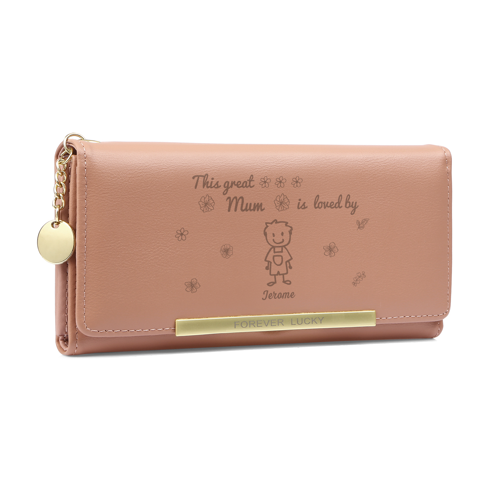 Personalised Women Leather Wallet Purse With 1-6 Kids And Pets Names
