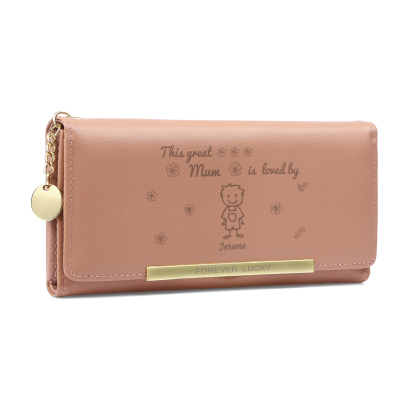 Personalised Women Leather Wallet Purse With 1-6 Kids And Pets Names