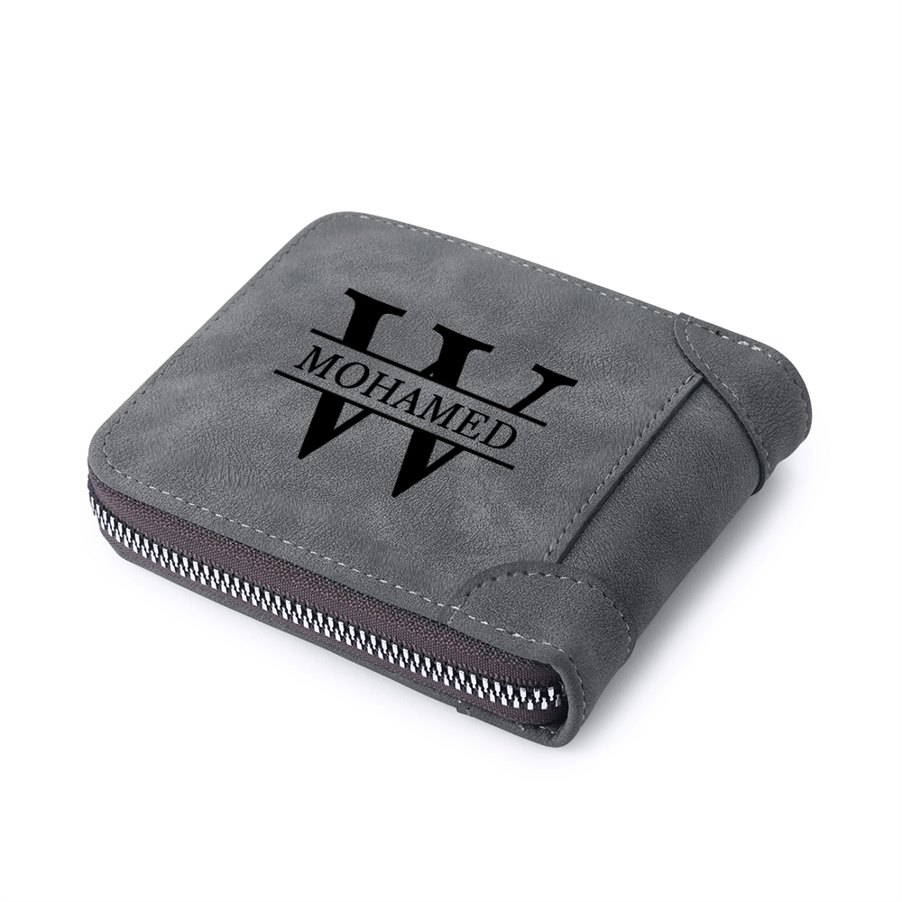 Personalised PU Leather Zip Wallet with Photo Engraving and Initials - Meaningful Gift for Dad | Jessemade