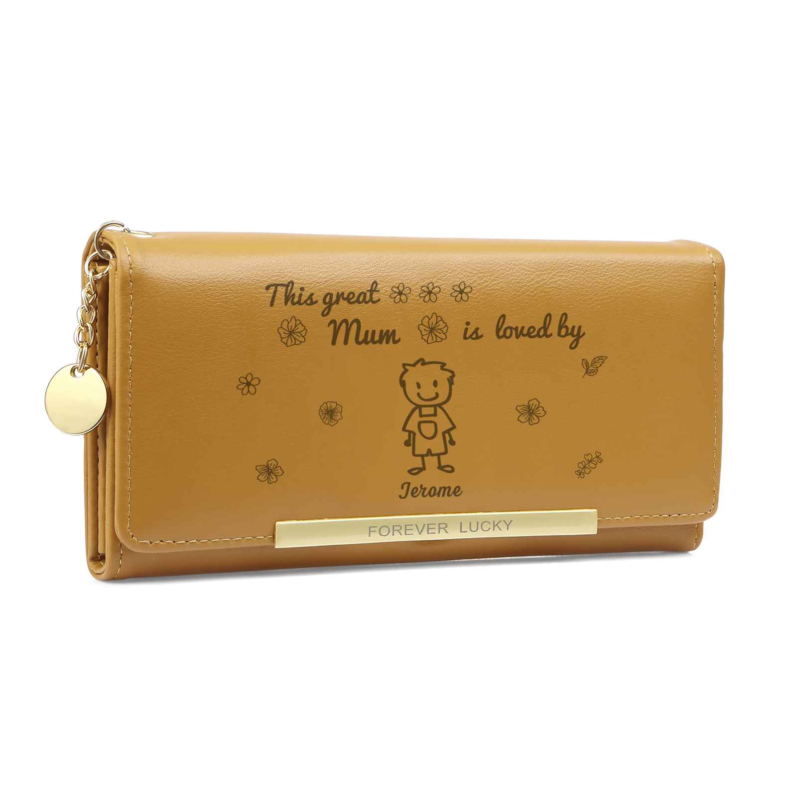 Personalised Women Leather Wallet Purse With 1-6 Kids And Pets Names