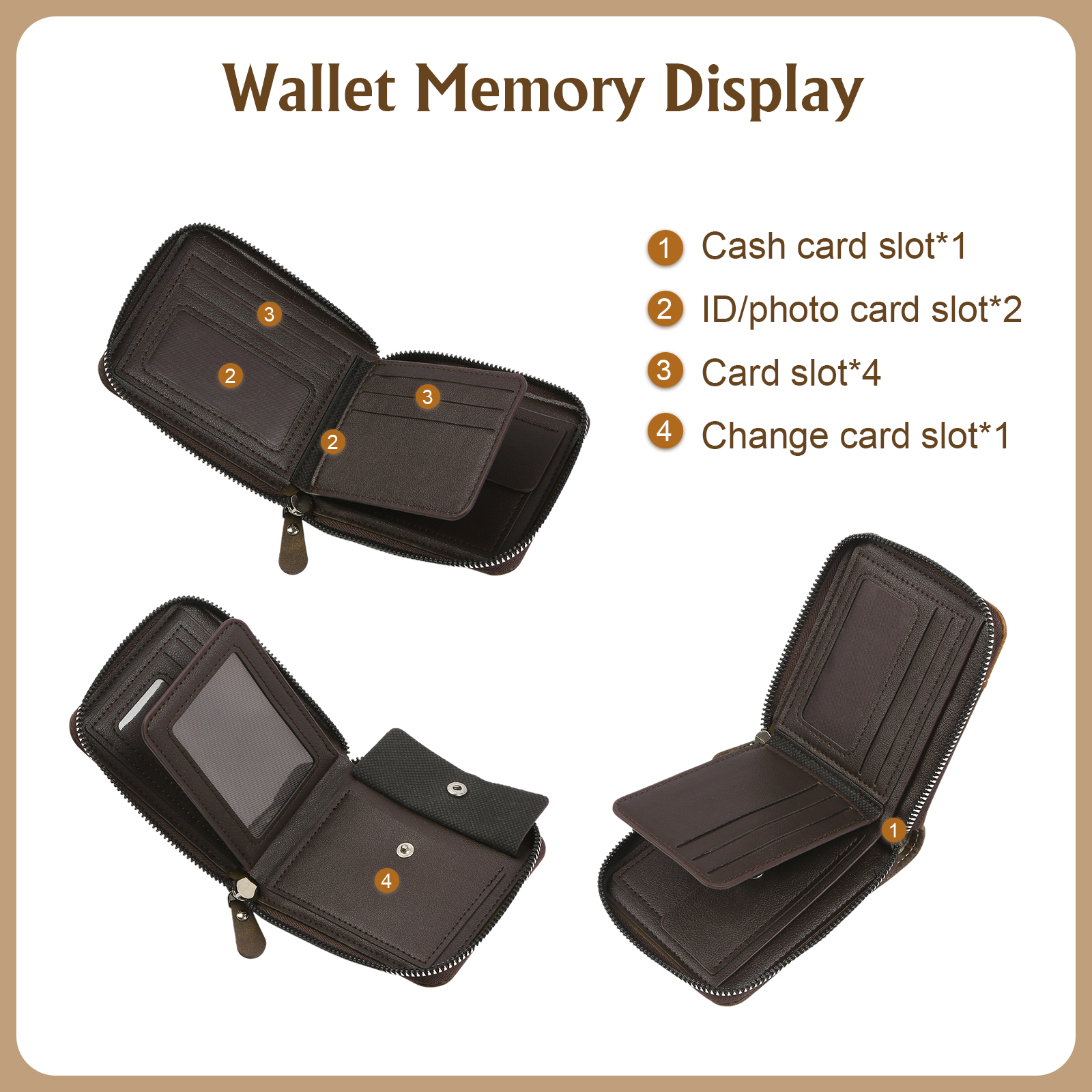 Personalised Engraved Photo Wallet for Men – Custom Family Gift with Zip Closure and Monogram | Jessemade