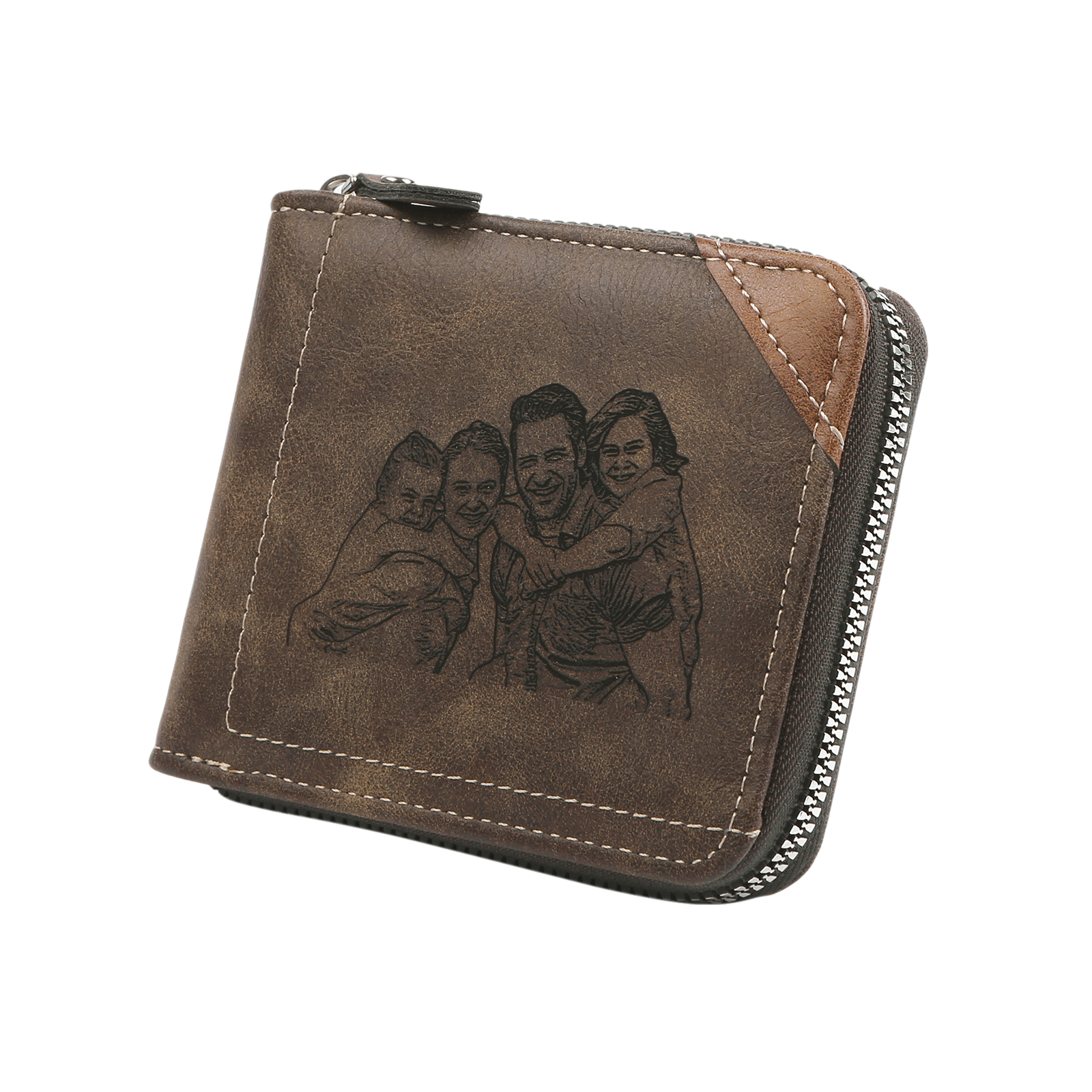 Personalised Engraved Photo Wallet for Men – Custom Family Gift with Zip Closure and Monogram | Jessemade