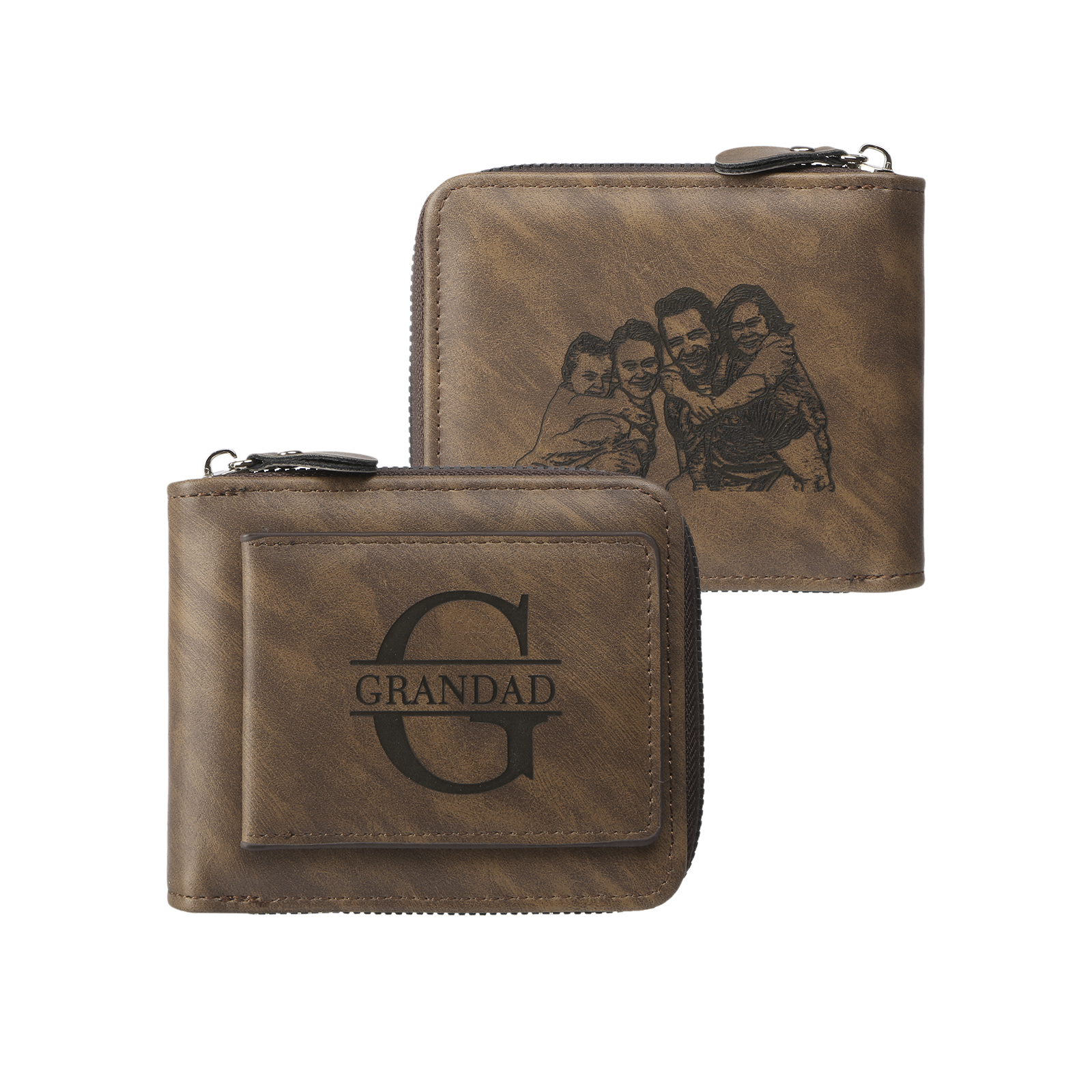 Personalised Leather Men's Wallet with Photo and Name Engraving – Gift for Dad/Husband | Jessemade