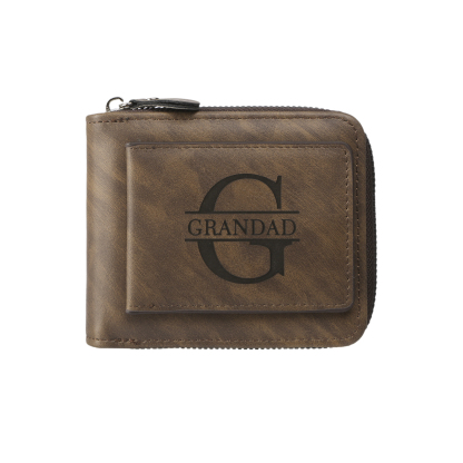 Personalised Leather Men's Wallet with Photo and Name Engraving – Gift for Dad/Husband | Jessemade