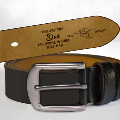 Personalised 2 Names Leather Belt, Custom Adjustable Man Belt Gift for Dad | Jessemade