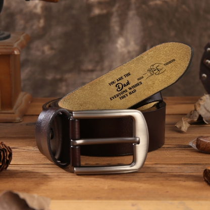 Personalised 2 Names Leather Belt, Custom Adjustable Man Belt Gift for Dad | Jessemade