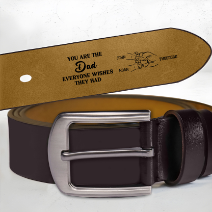 Personalised 3 Names Leather Belt, Custom Adjustable Man Belt Gift for Dad | Jessemade