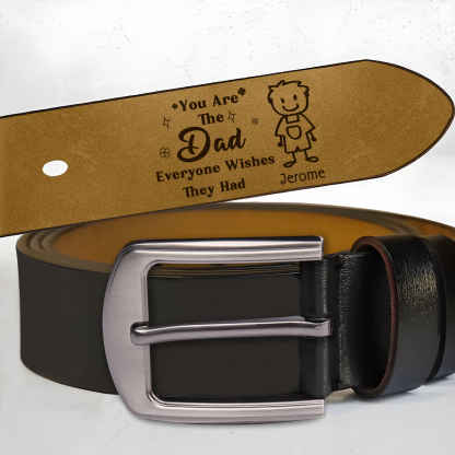 Personalised 1 Name Leather Belt, Custom Adjustable Man Belt Gift for Dad | Jessemade
