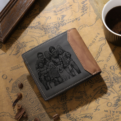 6 Names Personalised Gift Wallet for Men – Father’s Day Gift with Kids’ Name and Photo | Jessemade