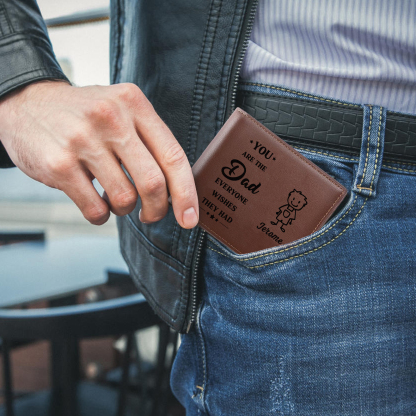Engraved Wallet for Men – Custom Father’s Day Gift with Kids’ Name and Photo | Jessemade
