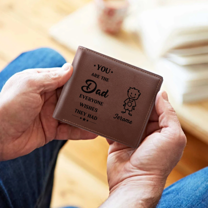 Engraved Wallet for Men – Custom Father’s Day Gift with Kids’ Name and Photo | Jessemade