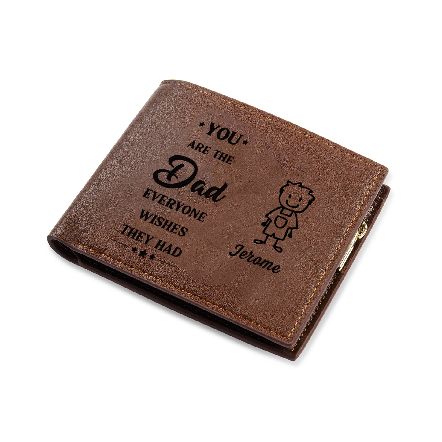Engraved Wallet for Men – Custom Father’s Day Gift with Kids’ Name and Photo | Jessemade