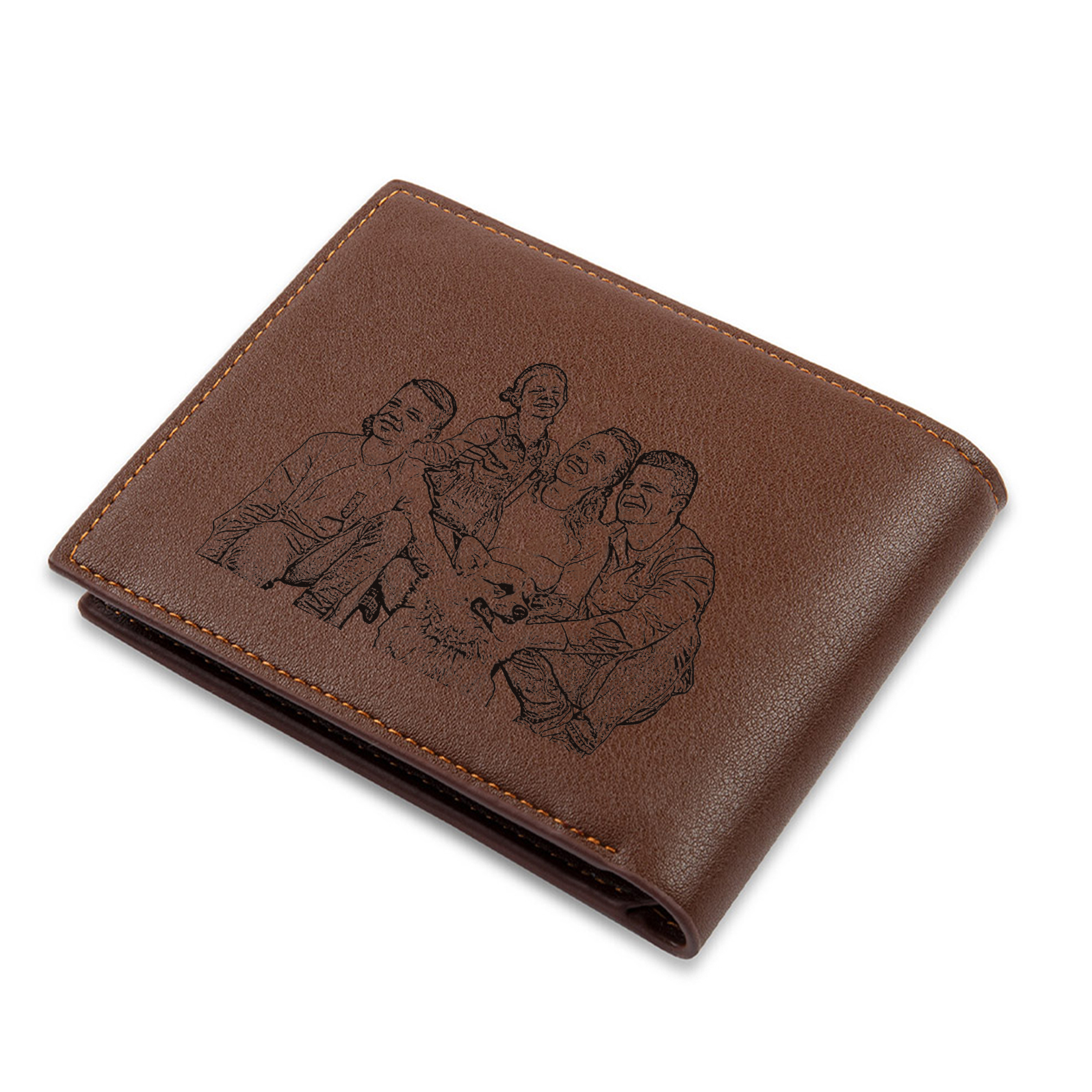 3 Names Engraved Wallet for Men – Custom Father’s Day Gift with Kids’ Name and Photo | Jessemade