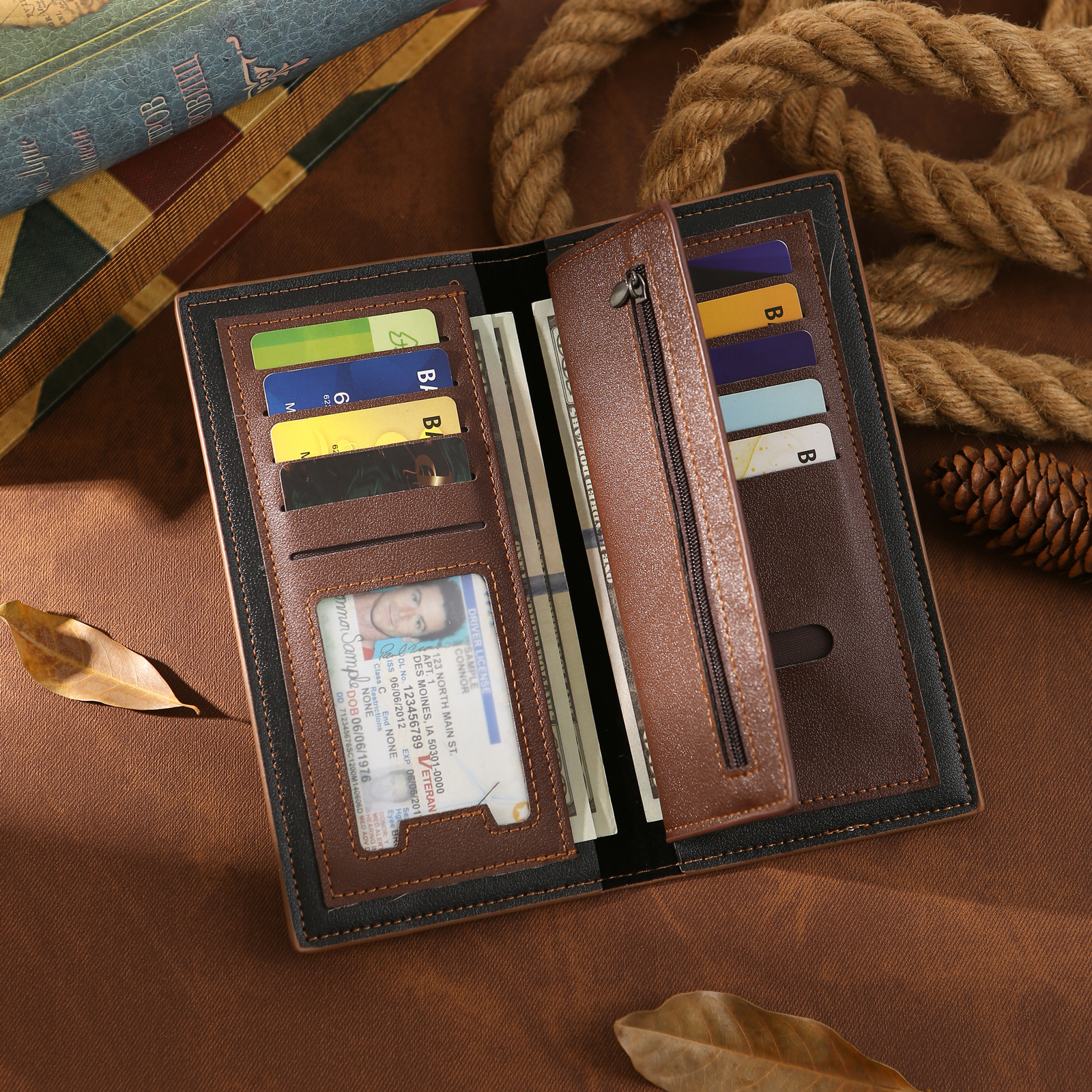 Personalised Men's Long Wallet – Custom Photo and Name Engraving with RFID Protection | Jessemade