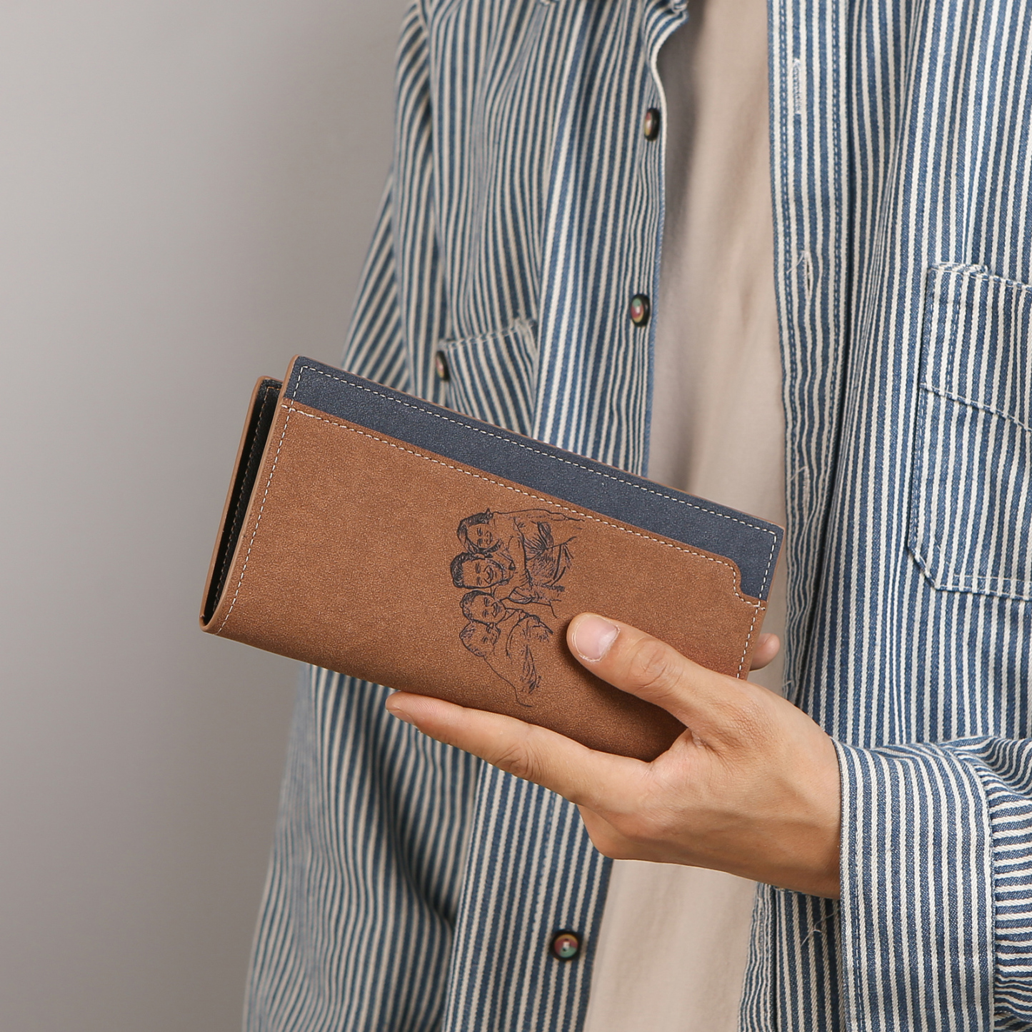 Personalised Men's Long Wallet – Custom Photo and Name Engraving with RFID Protection | Jessemade