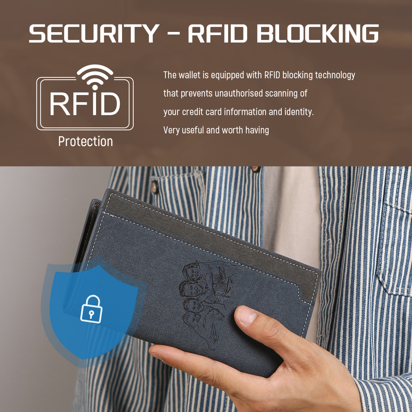 Personalised Men's Long Wallet – Custom Photo and Name Engraving with RFID Protection | Jessemade