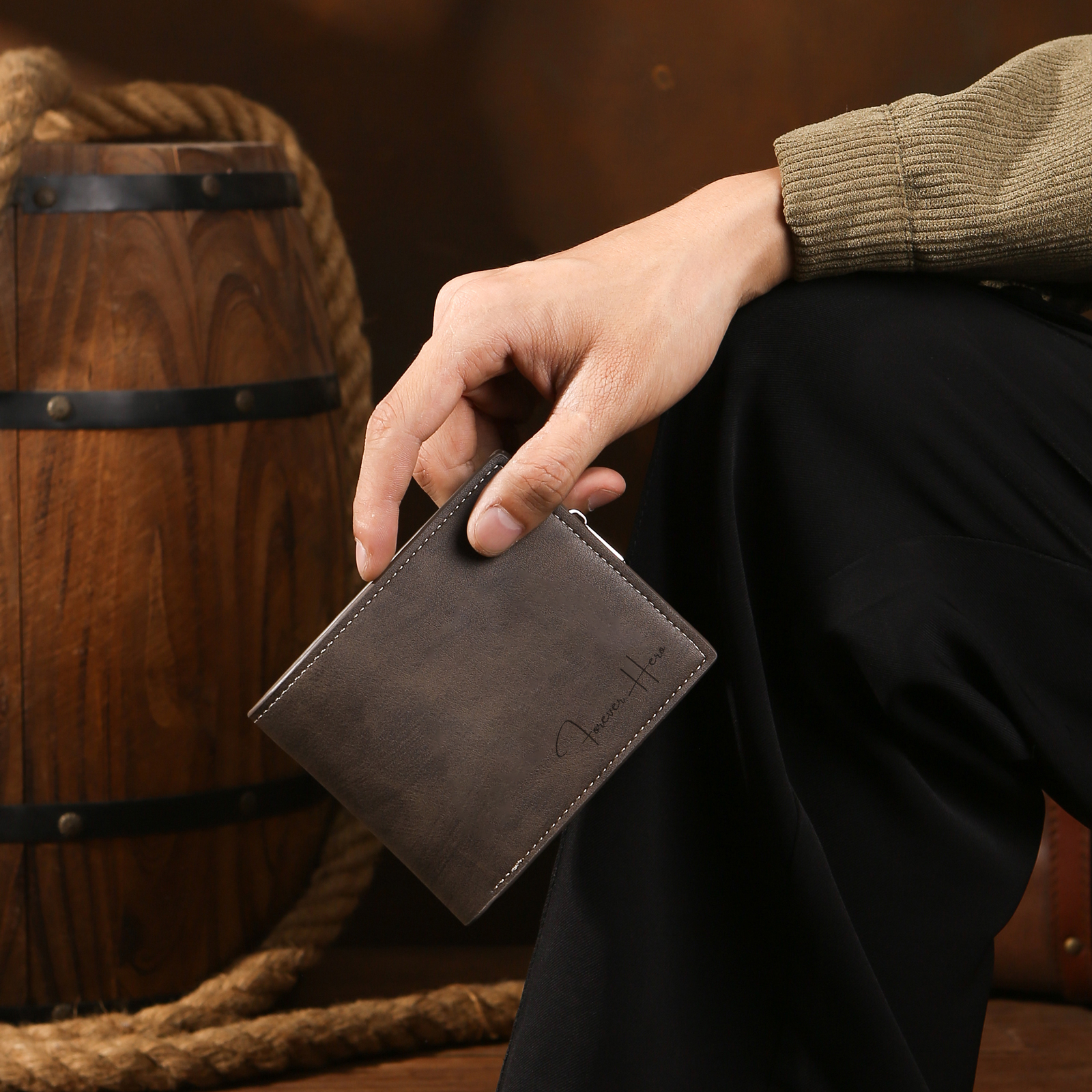 Custom Men’s Wallet – Short Bifold Style with Photo & Name Personalisation + RFID Blocking | Jessemade