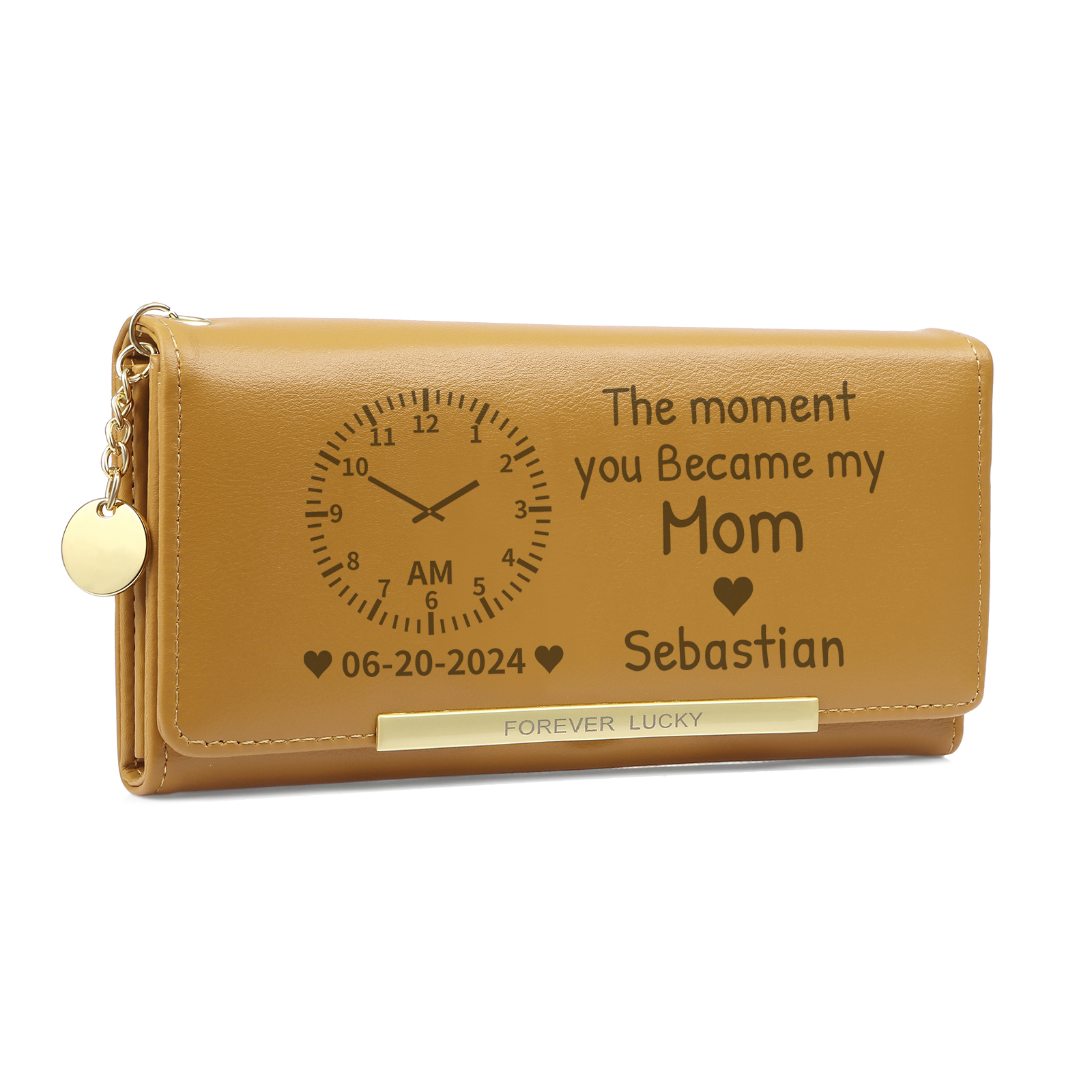 Personalised Women's Wallet with Custom Photo  – PU Leather Ladies Purse in Blue & Pink & Yellow Mother's Day Gift for Mum/Nan | Jessemade