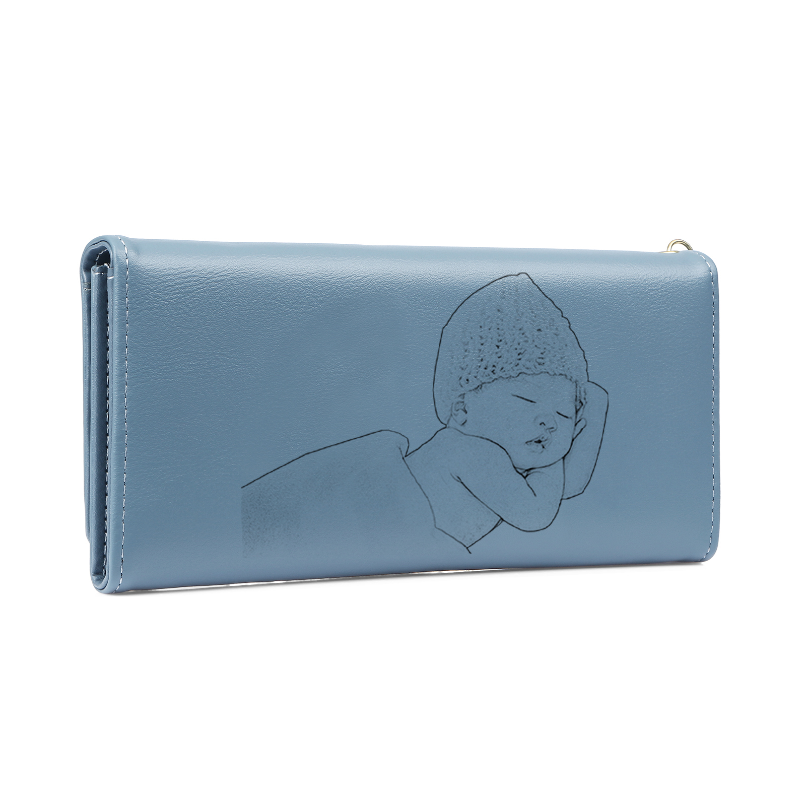 Personalised Women's Wallet with Custom Photo  – PU Leather Ladies Purse in Blue & Pink & Yellow Mother's Day Gift for Mum/Nan | Jessemade