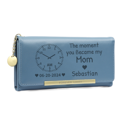 Personalised Women's Wallet with Custom Photo  – PU Leather Ladies Purse in Blue & Pink & Yellow Mother's Day Gift for Mum/Nan | Jessemade