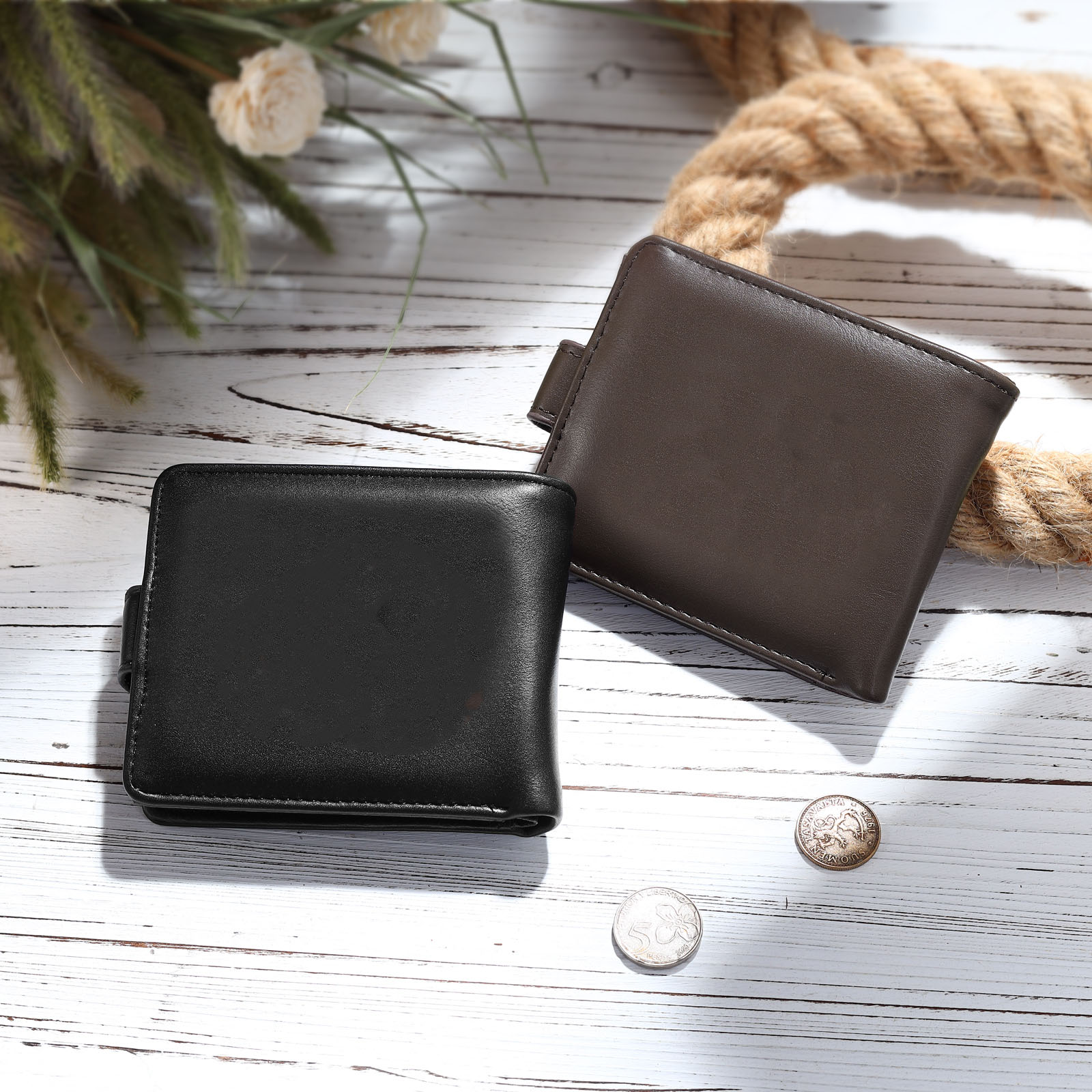 Personalised Wallet for Men with Name – Premium PU Leather Wallet with Coin Pouch – Ideal Father’s Day Gift | Jessemade