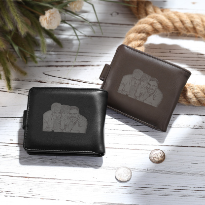 Personalised Wallet for Men with Name & Photo – Premium PU Leather Wallet with Coin Pouch – Ideal Father’s Day Gift | Jessemade