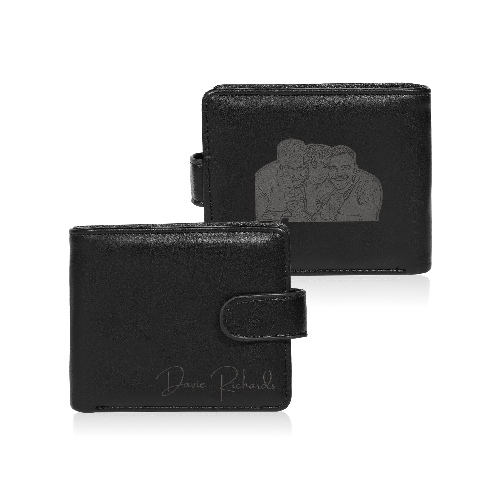 Personalised Wallet for Men with Name & Photo – Premium PU Leather Wallet with Coin Pouch – Ideal Father’s Day Gift | Jessemade
