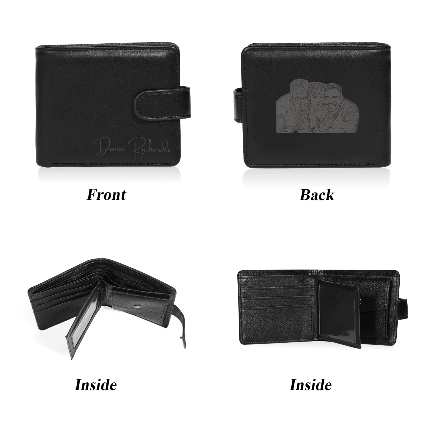 Personalised Wallet for Men with Name & Photo – Premium PU Leather Wallet with Coin Pouch – Ideal Father’s Day Gift | Jessemade