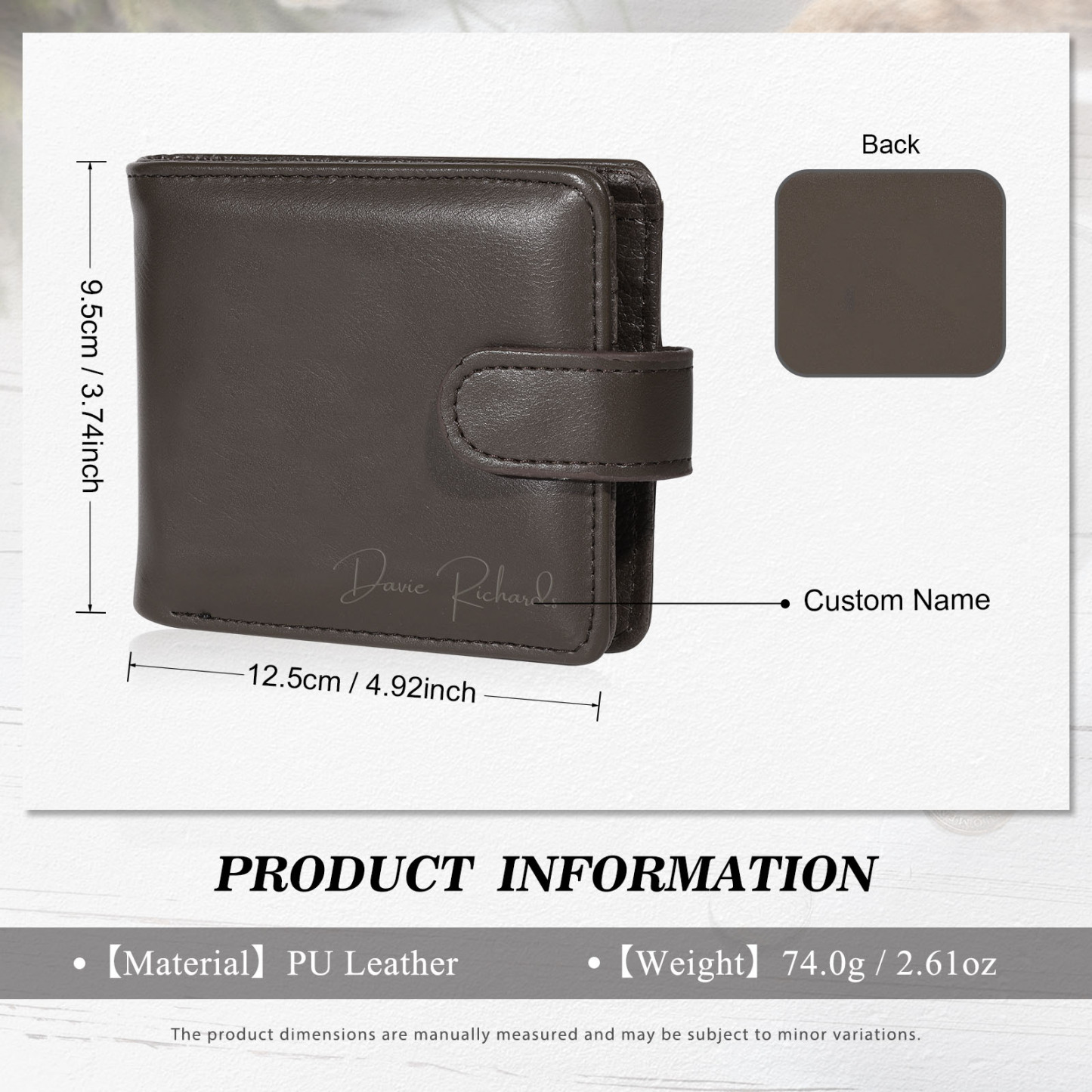 Personalised Wallet for Men with Name – Premium PU Leather Wallet with Coin Pouch – Ideal Father’s Day Gift | Jessemade