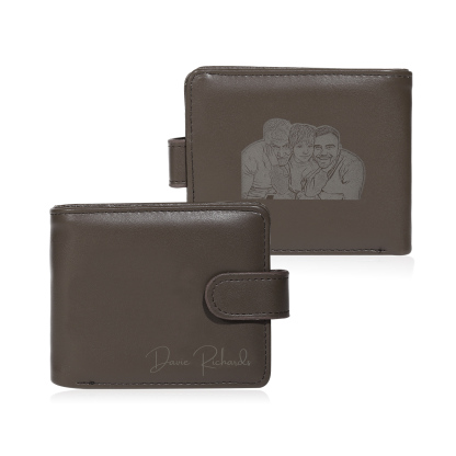 Personalised Wallet for Men with Name & Photo – Premium PU Leather Wallet with Coin Pouch – Ideal Father’s Day Gift | Jessemade