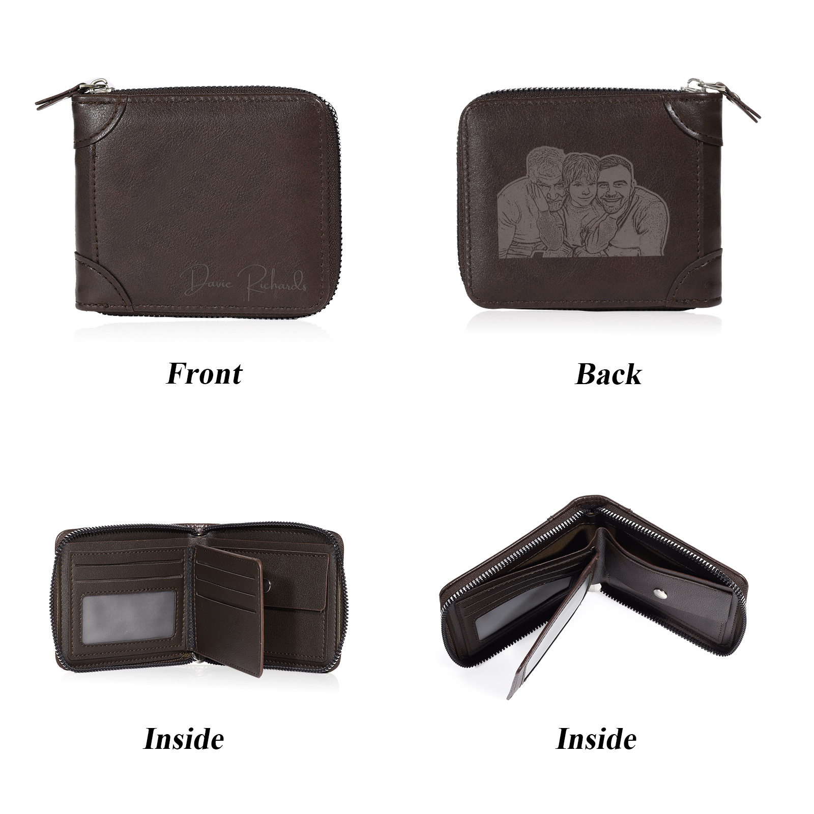 Personalised Wallet for Men with Name & Photo – Elegant Men's Gift for Father's Day, Birthday, or Anniversary | Jessemade