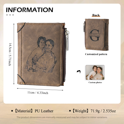 2 Names-Personalised Doll Customized Leather Men's Wallet Customized Name Folding Wallet With Gift Box for Dad