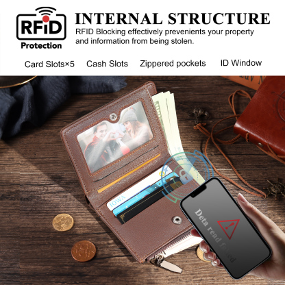 2 Names-Personalised Doll Customized Leather Men's Wallet Customized Name Folding Wallet With Gift Box for Dad