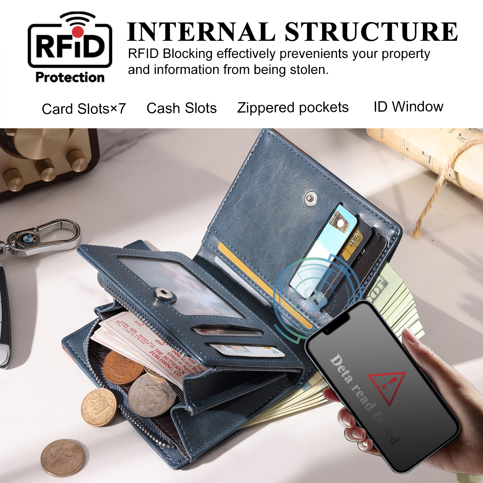 Personalised Engraved Photo Wallet with Initial & 1 Name - Father's Day Gift for Dad | Jessemade