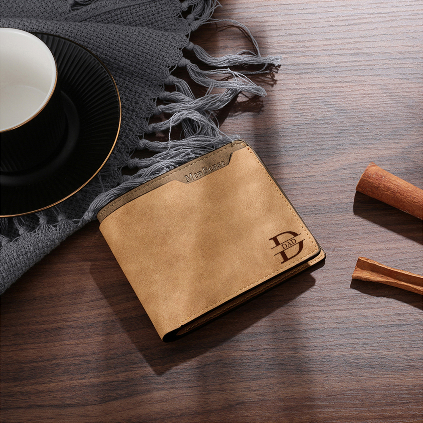 Custom Wallet for Men – Personalised Engraved Leather Wallet for Dad –