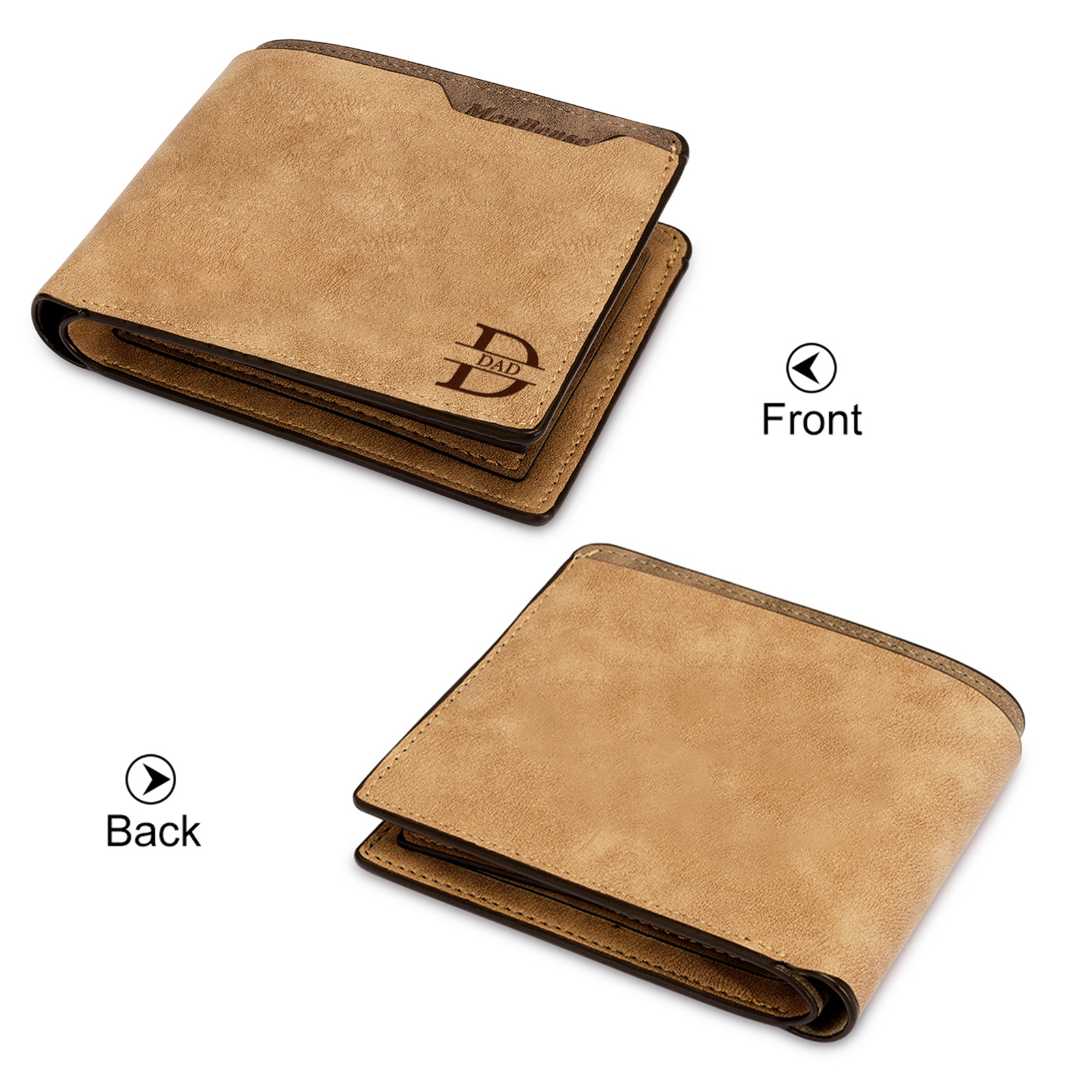 Custom Wallet for Men – Personalised Engraved Leather Wallet for Dad – Photo, Name & Date Customisation | Jessemade