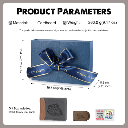 Personalised Wallet Gift Box Set for Dad – Custom Engraved Wallet, Money Clip and Photo Card in Luxury Presentation Box | Jessemade