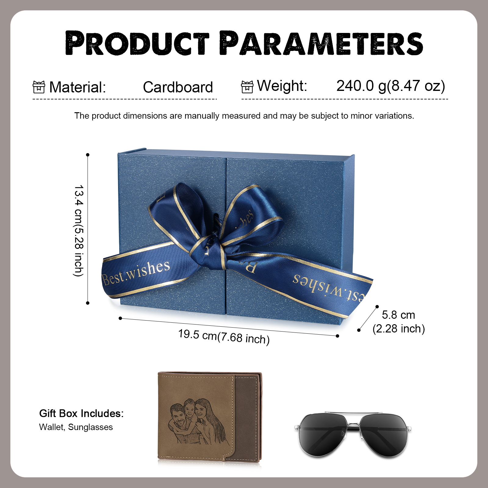 Personalised Men's Gift Box Set – Custom Engraved Wallet & Sunglasses in Premium Presentation Box | Jessemade