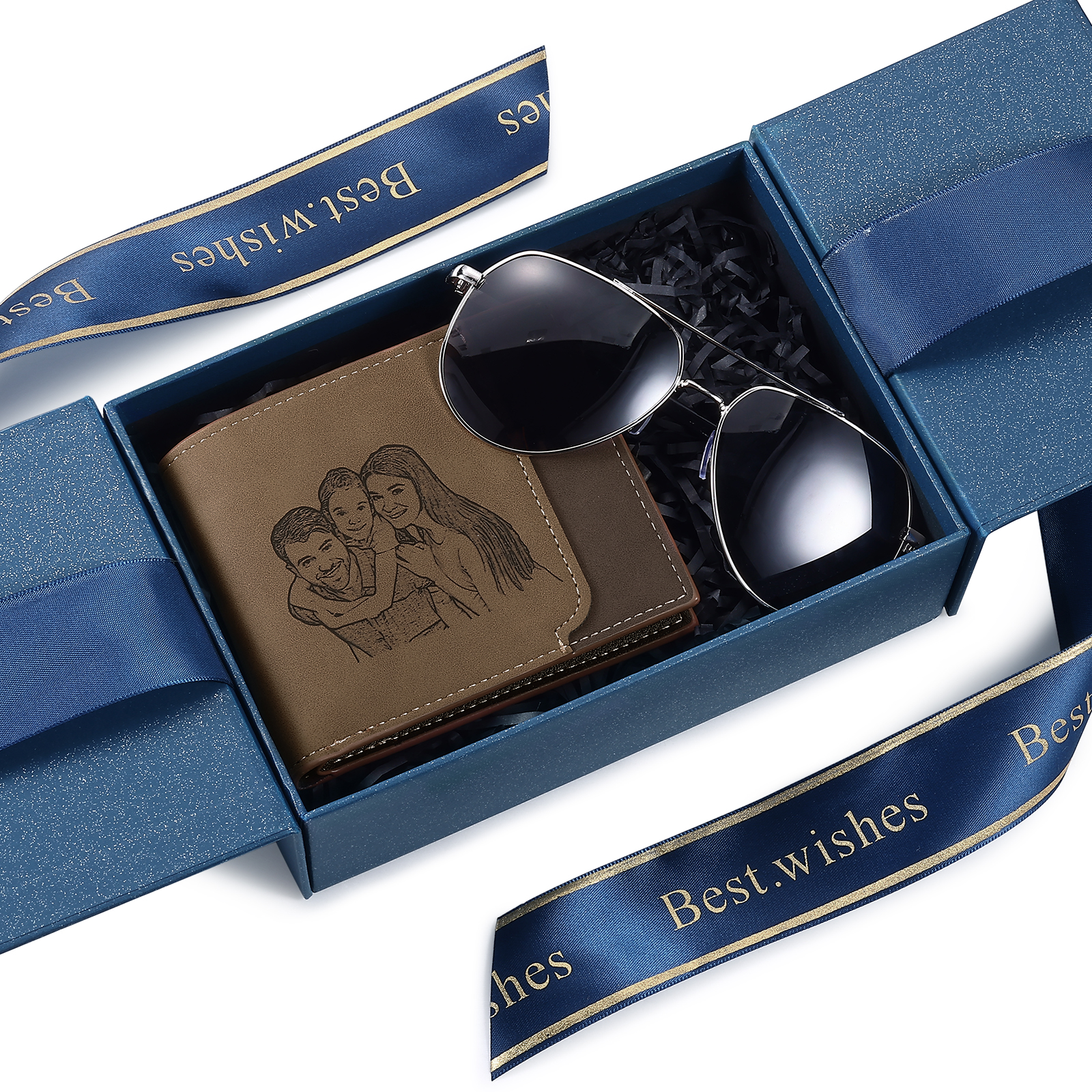 Personalised Men's Gift Box Set – Custom Engraved Wallet & Sunglasses in Premium Presentation Box | Jessemade