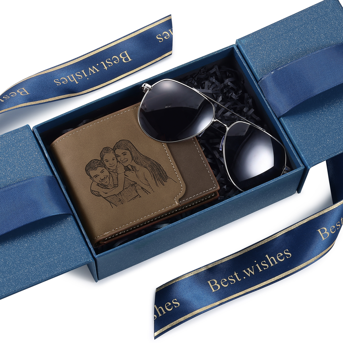Personalised Men's Gift Box Set – Custom Engraved Wallet & Sunglasses in Premium Presentation Box | Jessemade