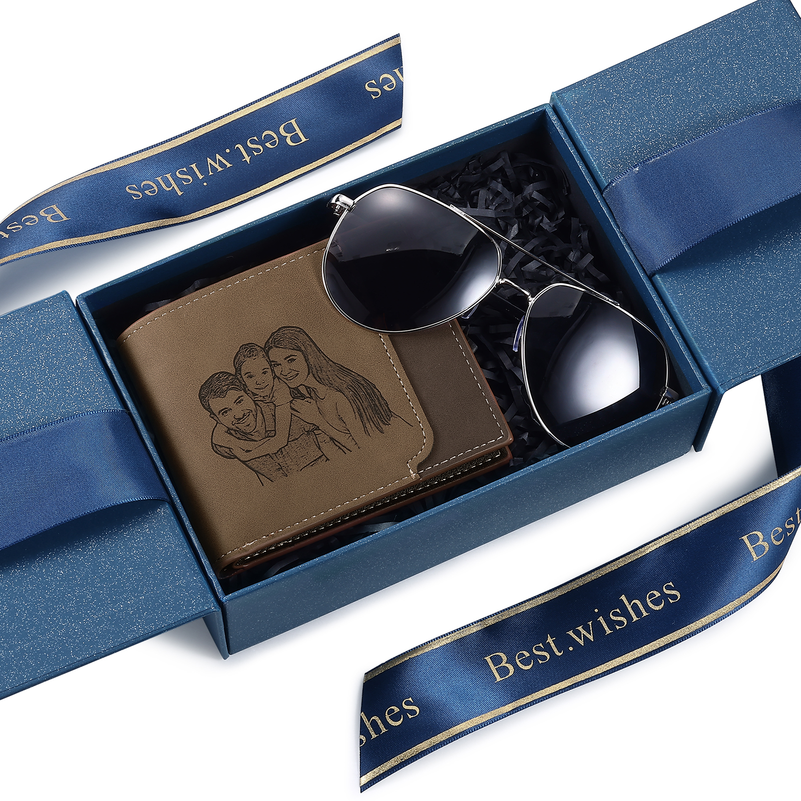 Personalised Men's Gift Box Set – Custom Engraved Wallet & Sunglasses in Premium Presentation Box | Jessemade