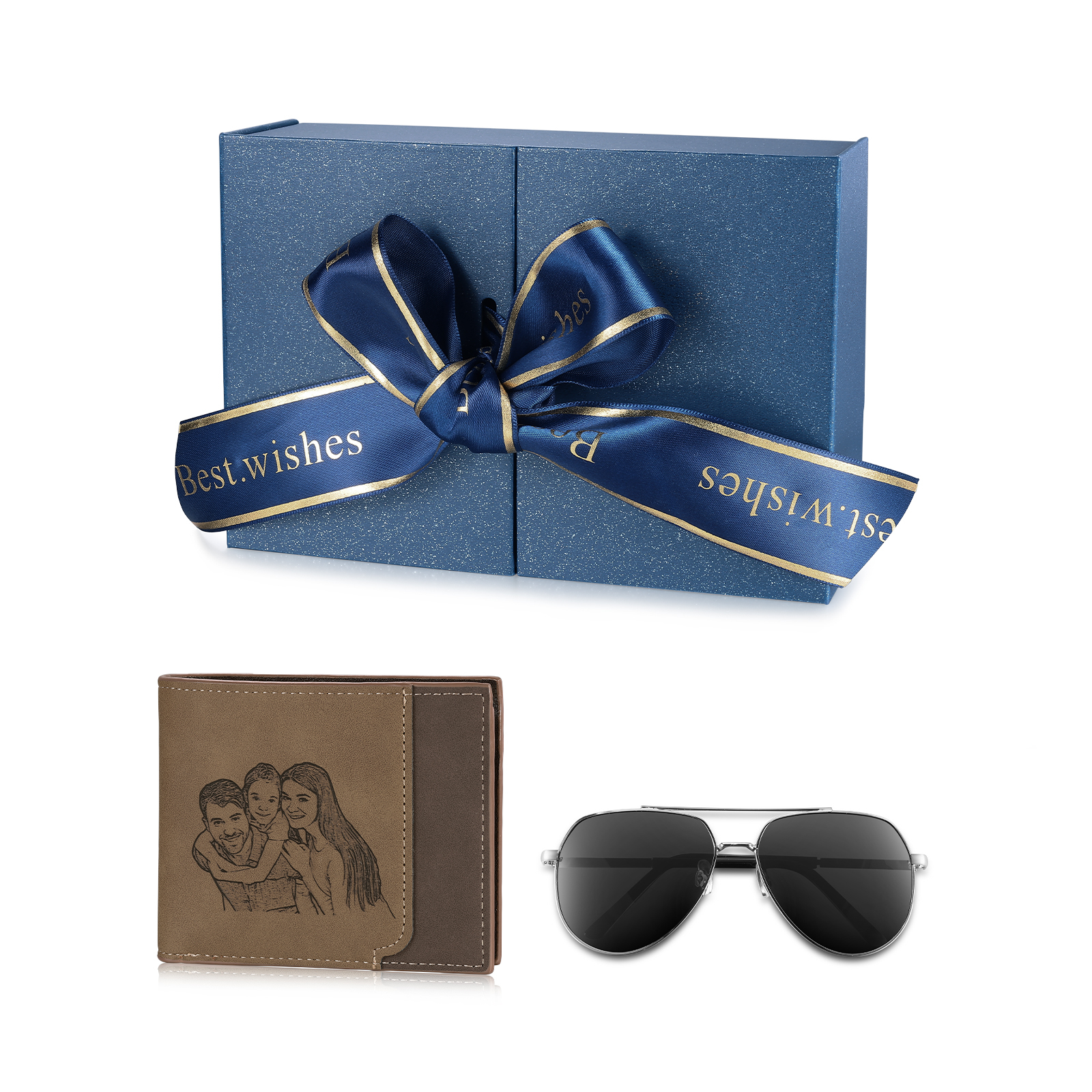 Personalised Men's Gift Box Set – Custom Engraved Wallet & Sunglasses in Premium Presentation Box | Jessemade