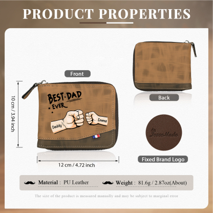 2 Names & 1 Text Custom Wallet for Men – Personalized Best Dad Gift, Perfect for Father's Day | Jessemade