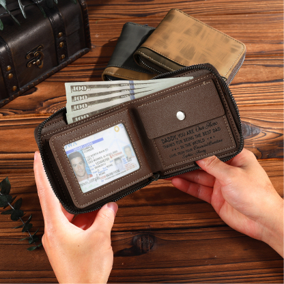 6 Names & 1 Text Custom Wallet for Men – Personalized Best Dad Gift, Perfect for Father's Day | Jessemade