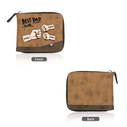 3 Names & 1 Text Custom Wallet for Men – Personalized Best Dad Gift, Perfect for Father's Day | Jessemade