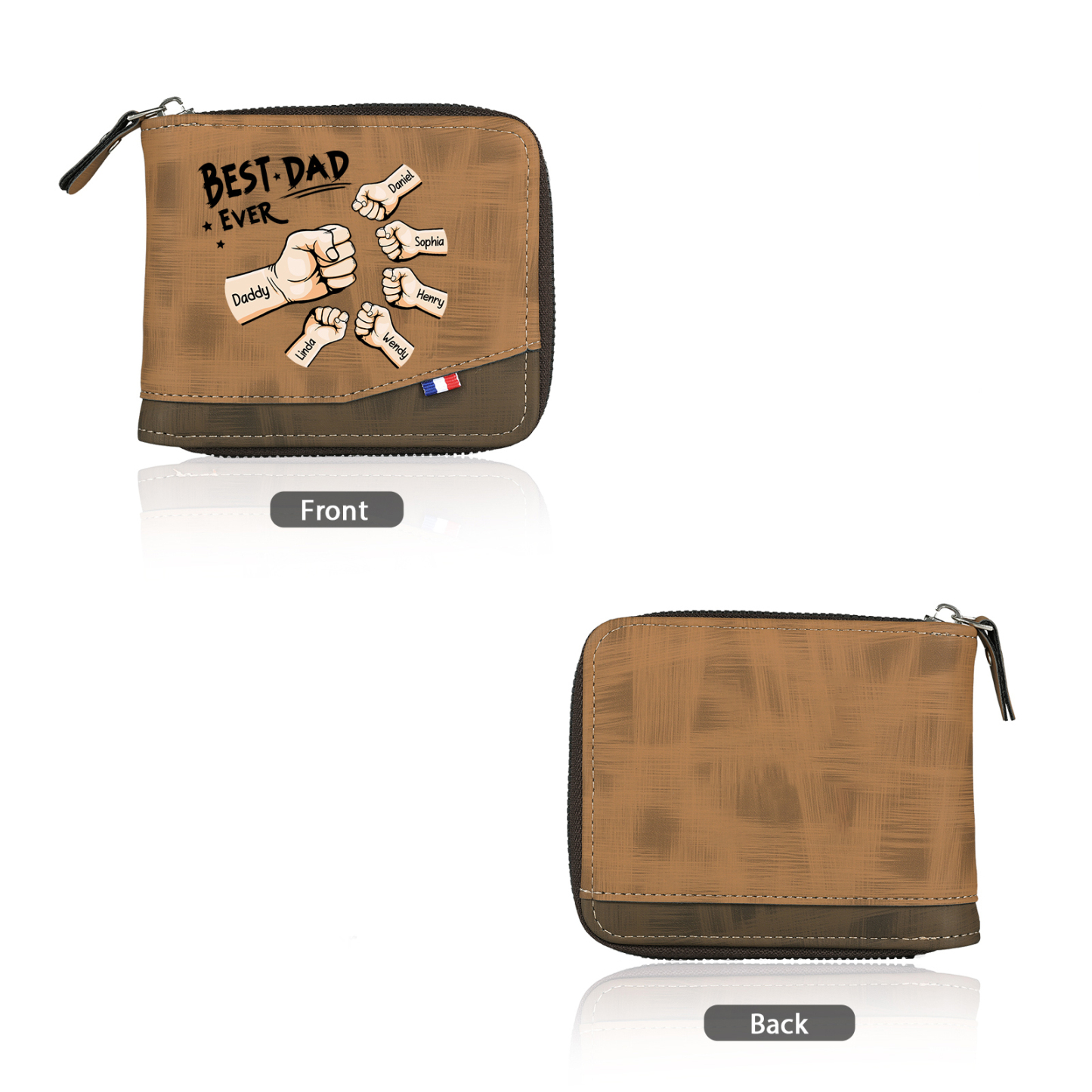 6 Names & 1 Text Custom Wallet for Men – Personalized Best Dad Gift, Perfect for Father's Day | Jessemade